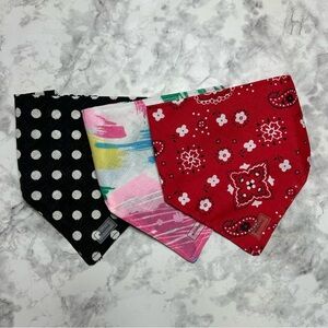 Bandana scrunchies Set  Red, Pink, and Black XS